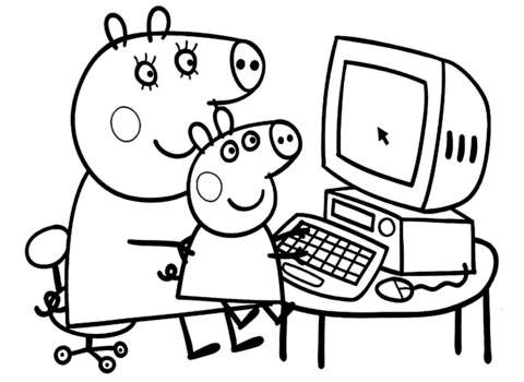 Peppa With Mommy Coloring Page